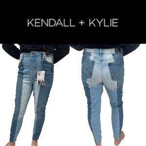 NWT- Kendall &  Kylie two-tone colorblock denim skinny jeans - size 13
